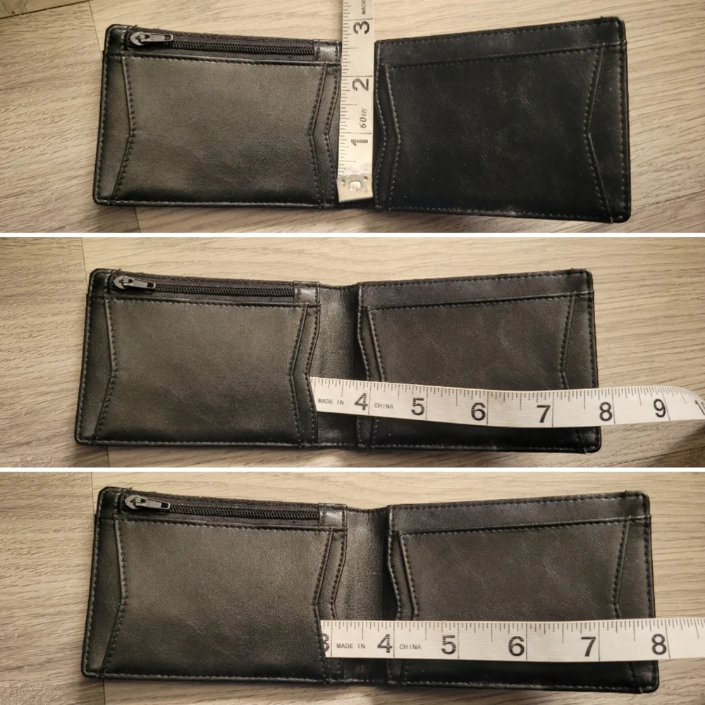 Bulliant Black Leather Slim Zipper Wallet with Card Holdere, 4